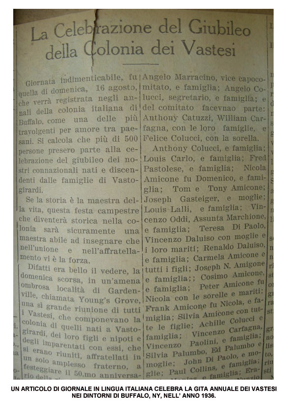 Cronaca della gita dei Vastesi di Buffalo.